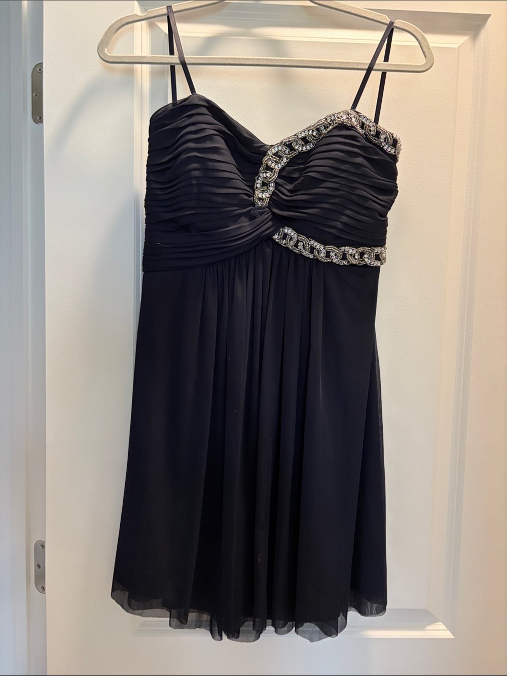 Blondie Classic Black Strapless Cocktail Dress with Beaded Trim size 11 juniors